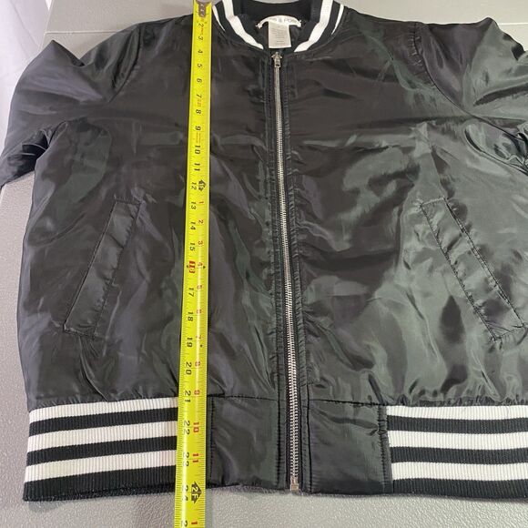 EMMA & POSH Bomber Jacket Satin Embroidered Dragon Womens M Black White - Picture 5 of 10